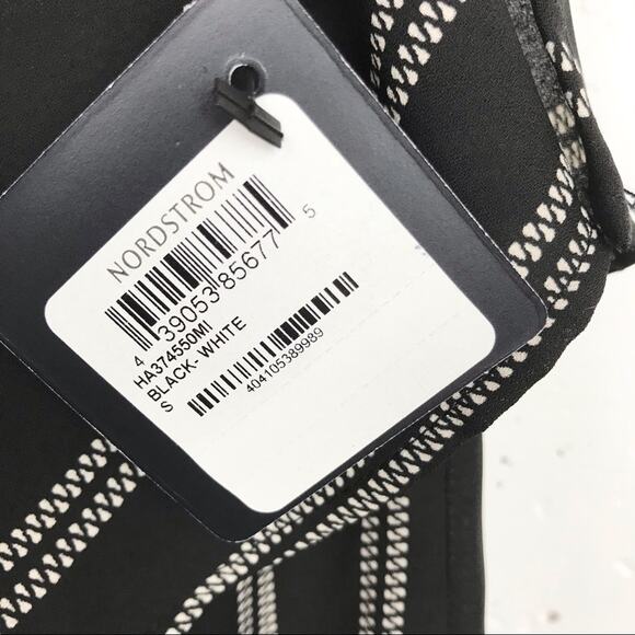 Halogen One Shoulder Ruffle Stripe Blouse Black Sm - Picture 7 of 11